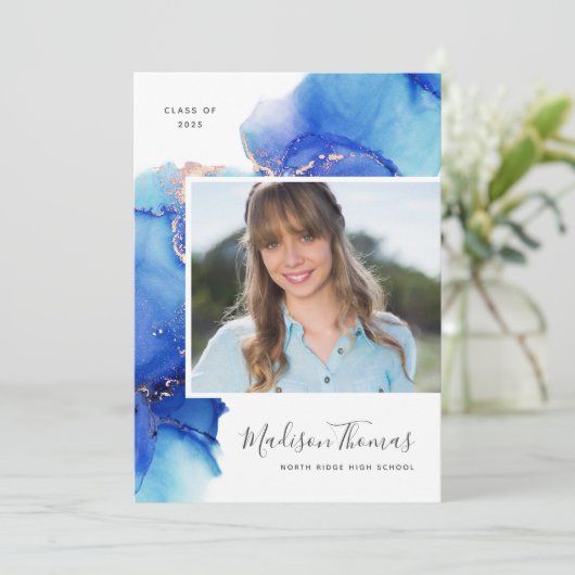 抽象芸術水彩写真卒業パーティー 招待状 (スタンド正面)