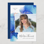 抽象芸術水彩写真卒業パーティー 招待状 (正面/裏面)