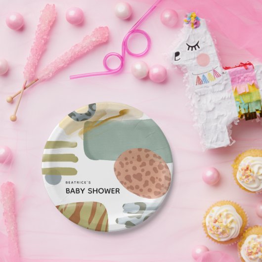 抽象芸術水彩動物の赤絵を描ちゃんシャワー ペーパープレート (パーティー)