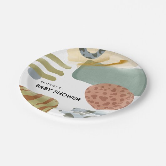 抽象芸術水彩動物の赤絵を描ちゃんシャワー ペーパープレート (アングル)