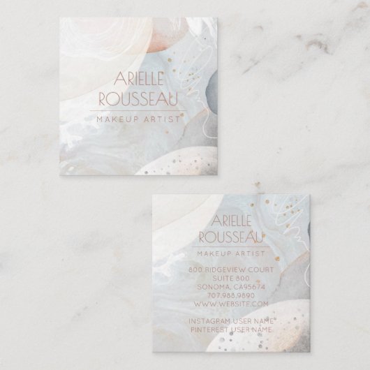 抽象芸術水彩化粧アーティストスクエアビジネス スクエア名刺 (正面/裏面)