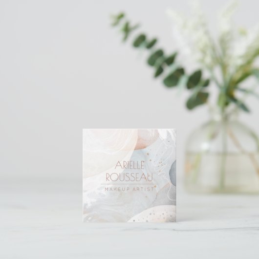 抽象芸術水彩化粧アーティストスクエアビジネス スクエア名刺 (スタンド正面)