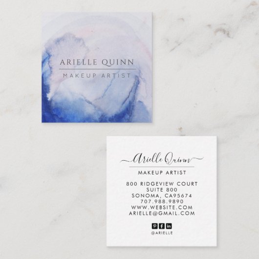 抽象芸術水彩化粧アーティスト名刺 スクエア名刺 (正面/裏面)
