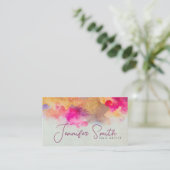 抽象芸術水彩及び金ゴールドグリッター 名刺 (スタンド正面)