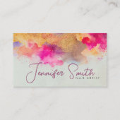抽象芸術水彩及び金ゴールドグリッター 名刺 (正面)