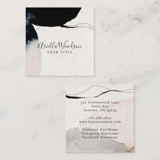 抽象芸術水彩名刺 スクエア名刺 (正面/裏面)