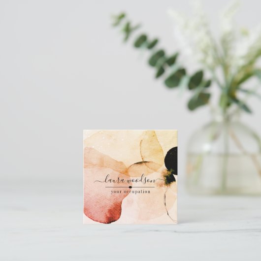 抽象芸術水彩図形インテリア設計者 スクエア名刺 (スタンド正面)