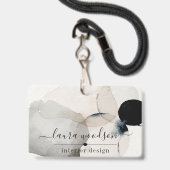 抽象芸術水彩図形インテリア設計者 バッジ (正面（ネックストラップ付）)