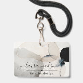 抽象芸術水彩図形インテリア設計者 バッジ (裏面（ネックストラップ付）)