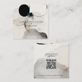 抽象芸術水彩図形セラピストQRコード スクエア名刺 (正面/裏面)