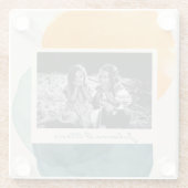 抽象芸術水彩図形ティール（緑がかった色）青い写真名 ガラスコースター (裏面)