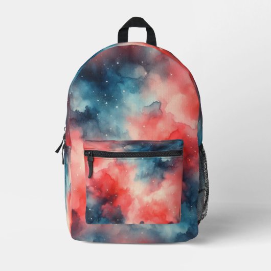抽象芸術水彩宇宙シーン プリントバックパック (正面)