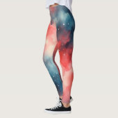 抽象芸術水彩宇宙シーン レギンス (左)