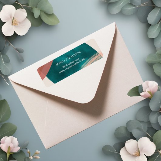 抽象芸術水彩差出人住所 ラベル