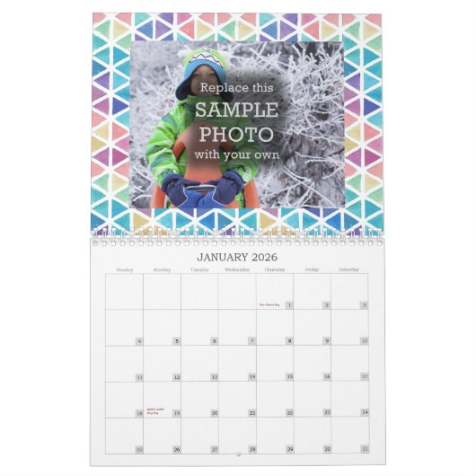 抽象芸術水彩幾何学写真/月 カレンダー (1月 2026)