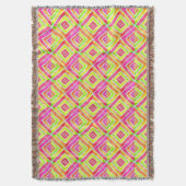 抽象芸術水彩幾何学模様ピンク緑 スローブランケット (正面縦)
