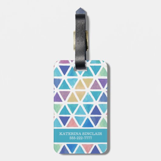 抽象芸術水彩幾何学模様（コーラルリーフトーン） ラゲッジタグ (裏面縦)