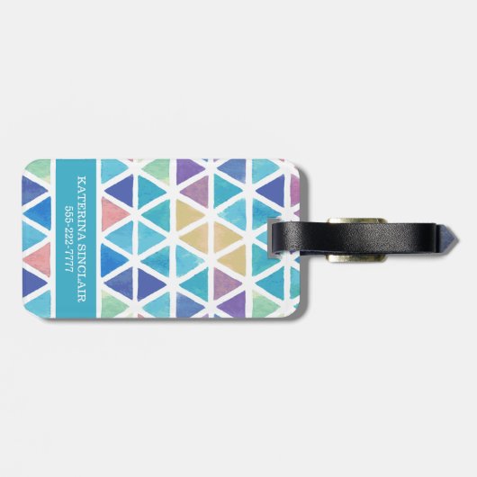 抽象芸術水彩幾何学模様（コーラルリーフトーン） ラゲッジタグ (裏面横)