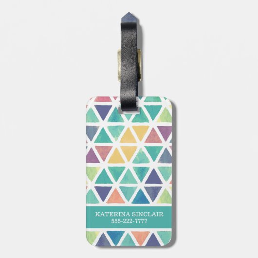抽象芸術水彩幾何学模様(宝石トーン) ラゲッジタグ (裏面縦)