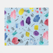 抽象芸術水彩幾何形状パターン フリースブランケット (正面(横))