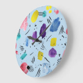 抽象芸術水彩幾何形状パターン ラージ壁時計 (傾斜)