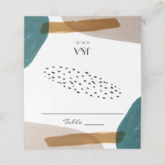 抽象芸術水彩折り畳み座席表 プレイスカード (外部開封)