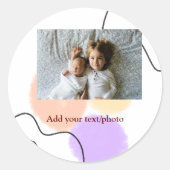 抽象芸術水彩抽象芸術図形の追加文字名 ラウンドシール (正面)