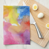 抽象芸術水彩明鮮やかるい色絵を描の キッチンタオル (四つ折り)