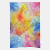 抽象芸術水彩明鮮やかるい色絵を描の キッチンタオル (縦)