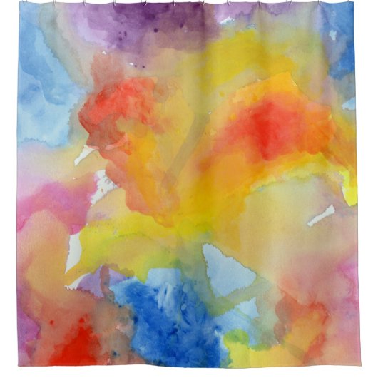 抽象芸術水彩明鮮やかるい色絵を描の シャワーカーテン (正面)