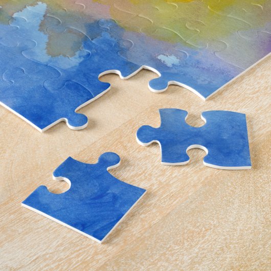 抽象芸術水彩明鮮やかるい色絵を描の ジグソーパズル (側面)