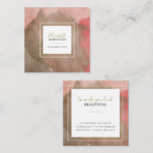 抽象芸術水彩桃色と金ゴールドメイクアップアーティスト スクエア名刺 (正面/裏面)