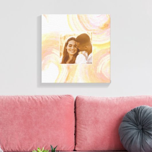 抽象芸術水彩桃色ユニークカスタム写真 キャンバスプリント (インサイチュ (リビング))