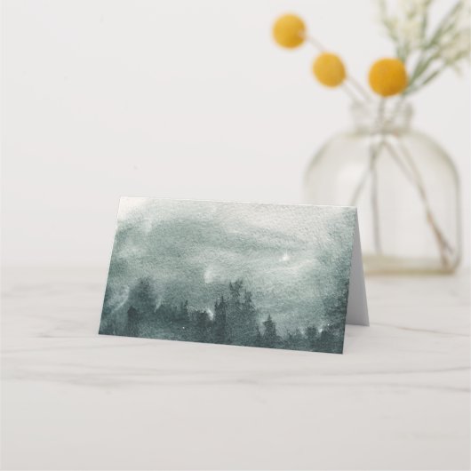 抽象芸術水彩森林景観護衛表 プレイスカード (正面)