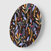 抽象芸術水彩植物ハーブのパターン ラージ壁時計 (傾斜)