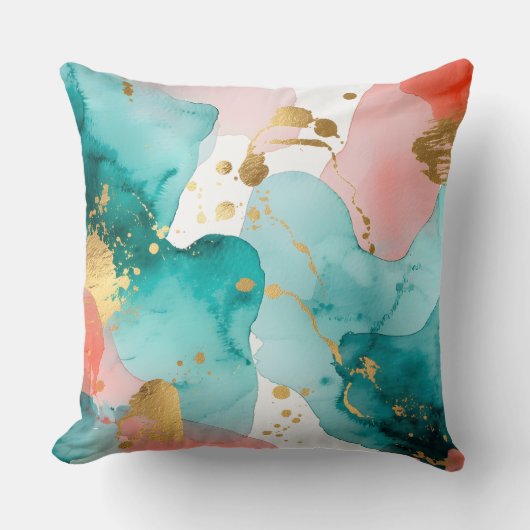 抽象芸術水彩模様デザイン枕 クッション (正面)