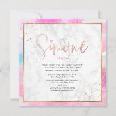 抽象芸術水彩波大理石バルミツワー 招待状 (正面)