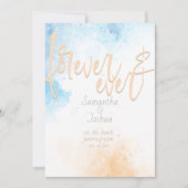 抽象芸術水彩海とビーチ保存日付 招待状 (正面)