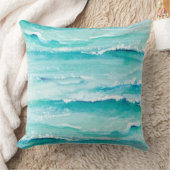 抽象芸術水彩海波沿岸 クッション (ブランケット)