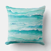 抽象芸術水彩海波沿岸 クッション (正面)