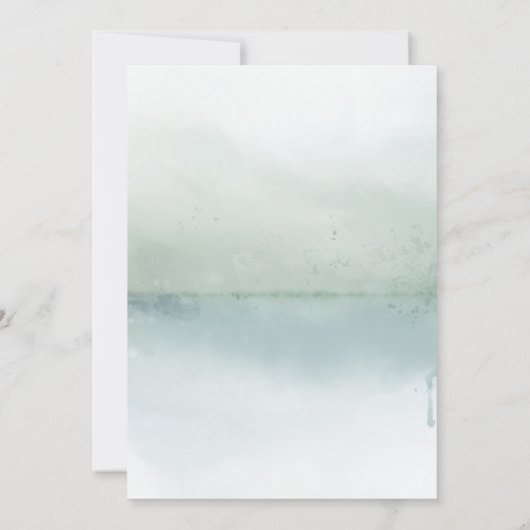 抽象芸術水彩湖と木結婚の 招待状 (裏面)