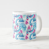 抽象芸術水彩熱帯葉パターン ジャンボコーヒーマグカップ (正面右)