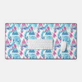 抽象芸術水彩熱帯葉パターン デスクマット (キーボード&マウス)