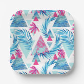 抽象芸術水彩熱帯葉パターン ペーパープレート (正面)