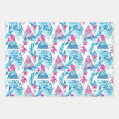 抽象芸術水彩熱帯葉パターン ラッピングペーパーシート (正面3)