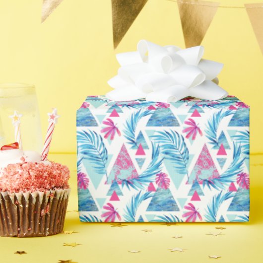 抽象芸術水彩熱帯葉パターン ラッピングペーパー (誕生日パーティー)