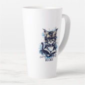 抽象芸術水彩猫コーヒーブック カフェラテマグ (右アングル)