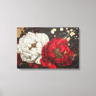 抽象芸術水彩画と動物、花 キャンバスプリント