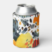 抽象芸術水彩画シームレスパターン 缶クーラー (缶正面)