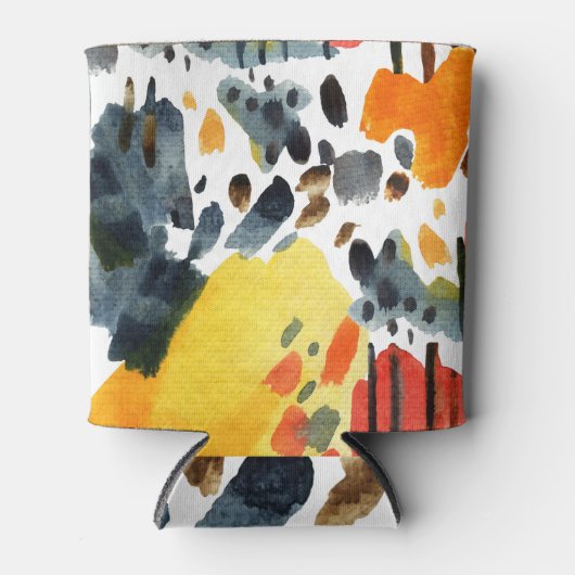 抽象芸術水彩画シームレスパターン 缶クーラー (正面)